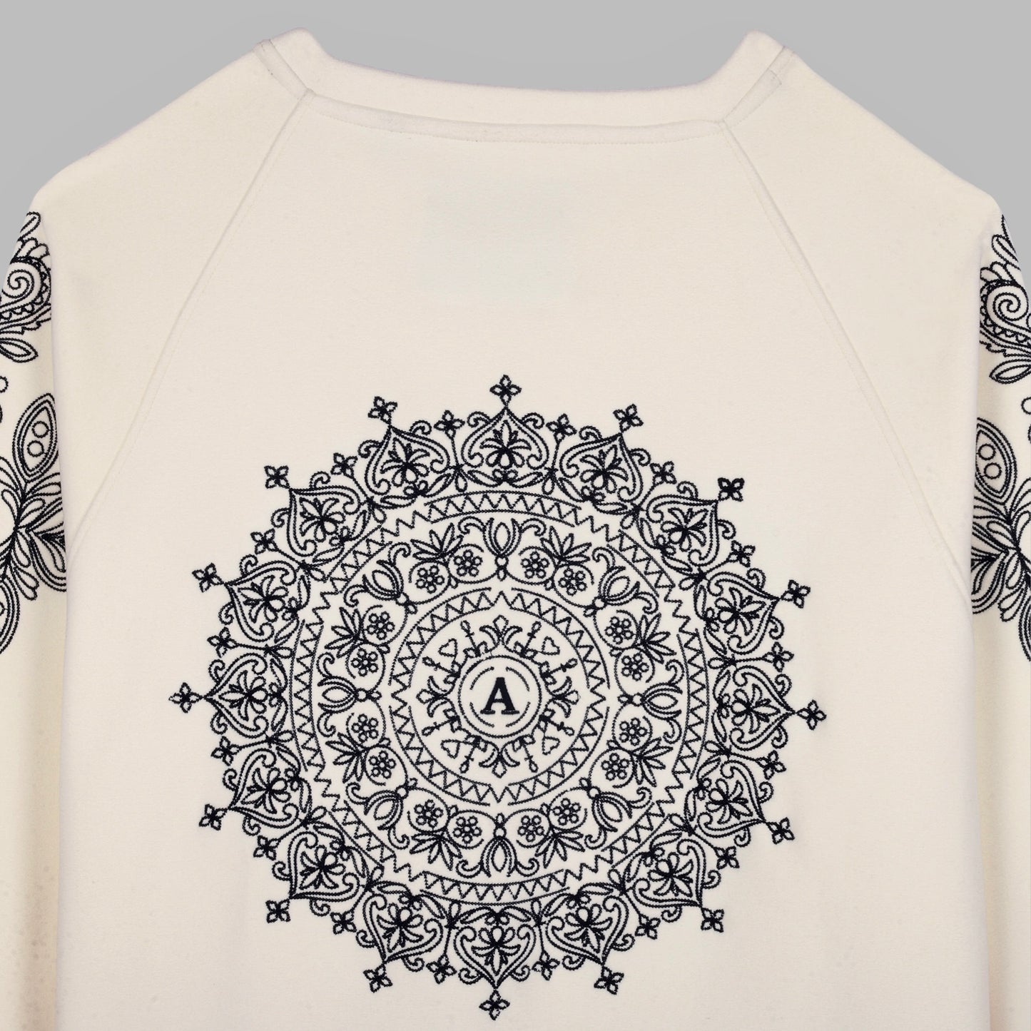 Premium Embroidered White Sweat Shirt - ARTISAN